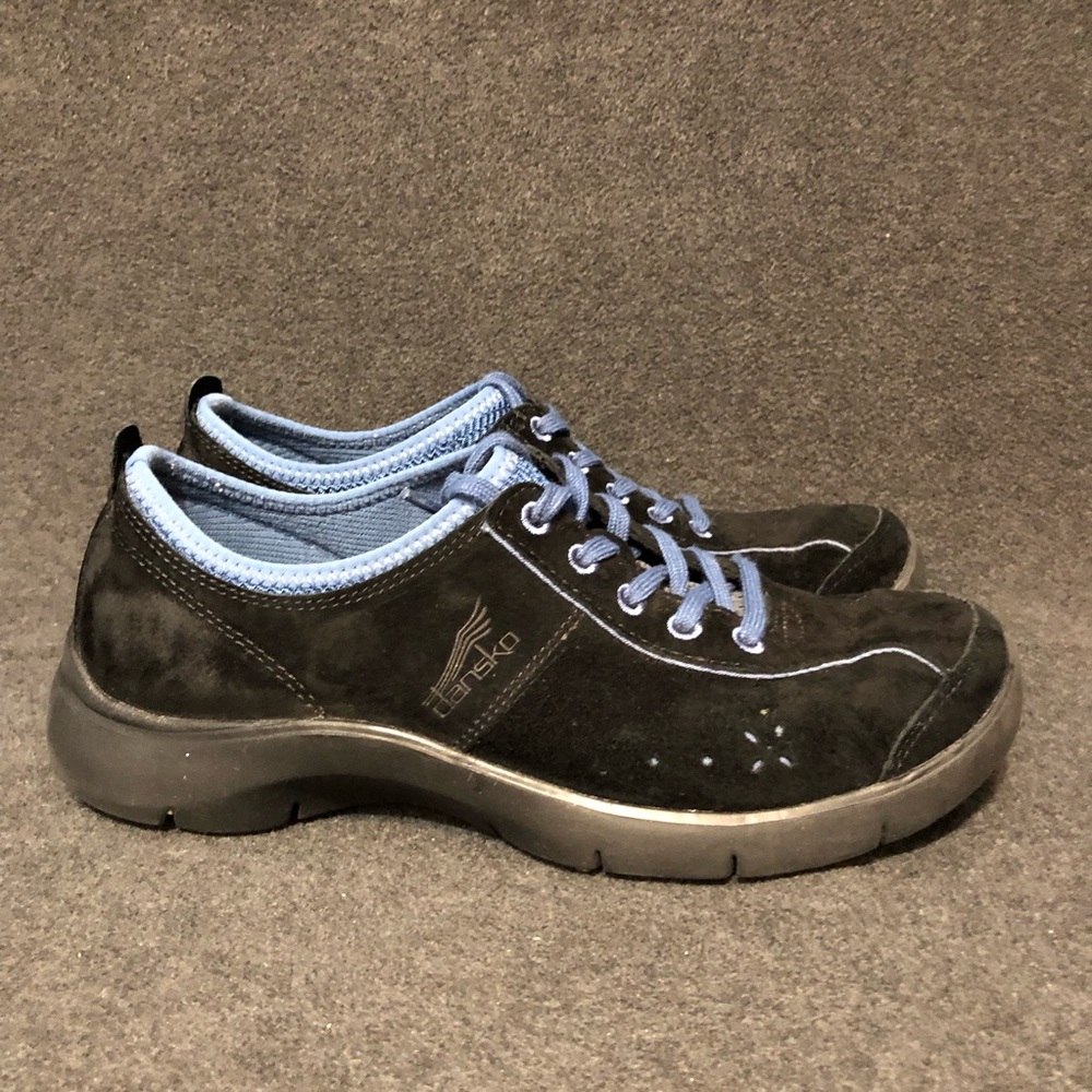 Dansko Elise Shoes Black Suede Leather Low Top 4401020205 Women Size 38 US 7.5-8